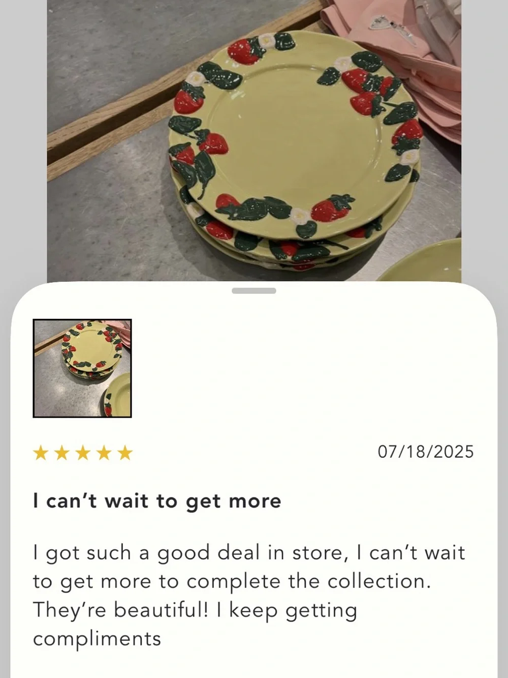 Anthropologie Foster icon stoneware Chartreuse Strawberry Rim Ceramic‎ Plate